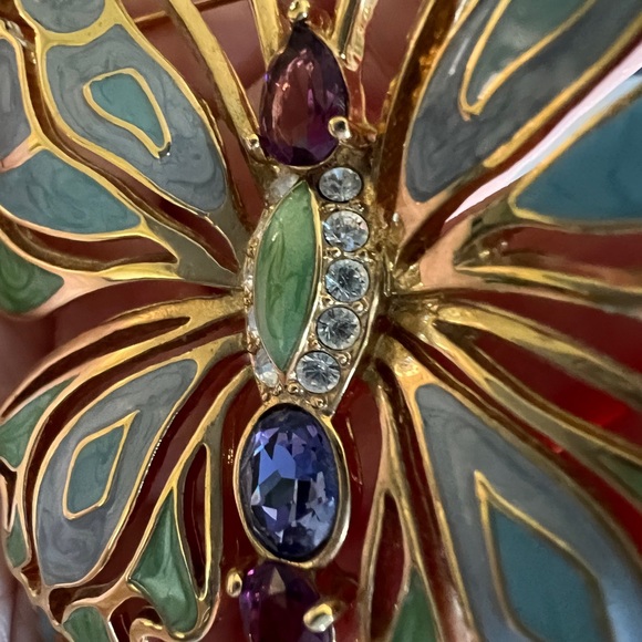 Signed BOB MACKIE Enamel & Rhinestone BUTTERFLY Brooch Pin Stunning Colorful - Picture 7 of 11